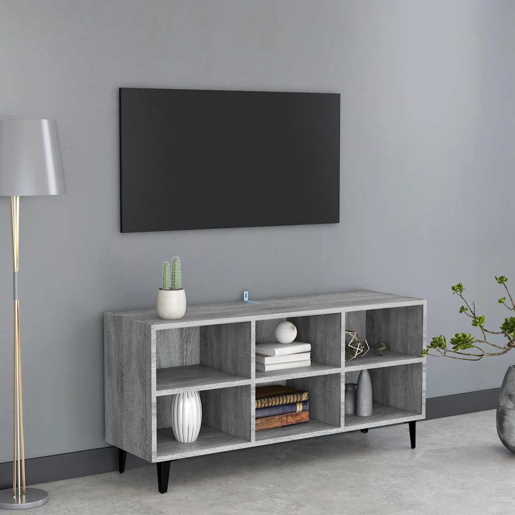 Mueble de TV con patas de metal gris Sonoma 103,5x30x50 cm
