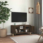 Mesita de noche patas madera maciza roble ahumado 103,5x35x50cm