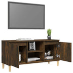 Mesita de noche patas madera maciza roble ahumado 103,5x35x50cm