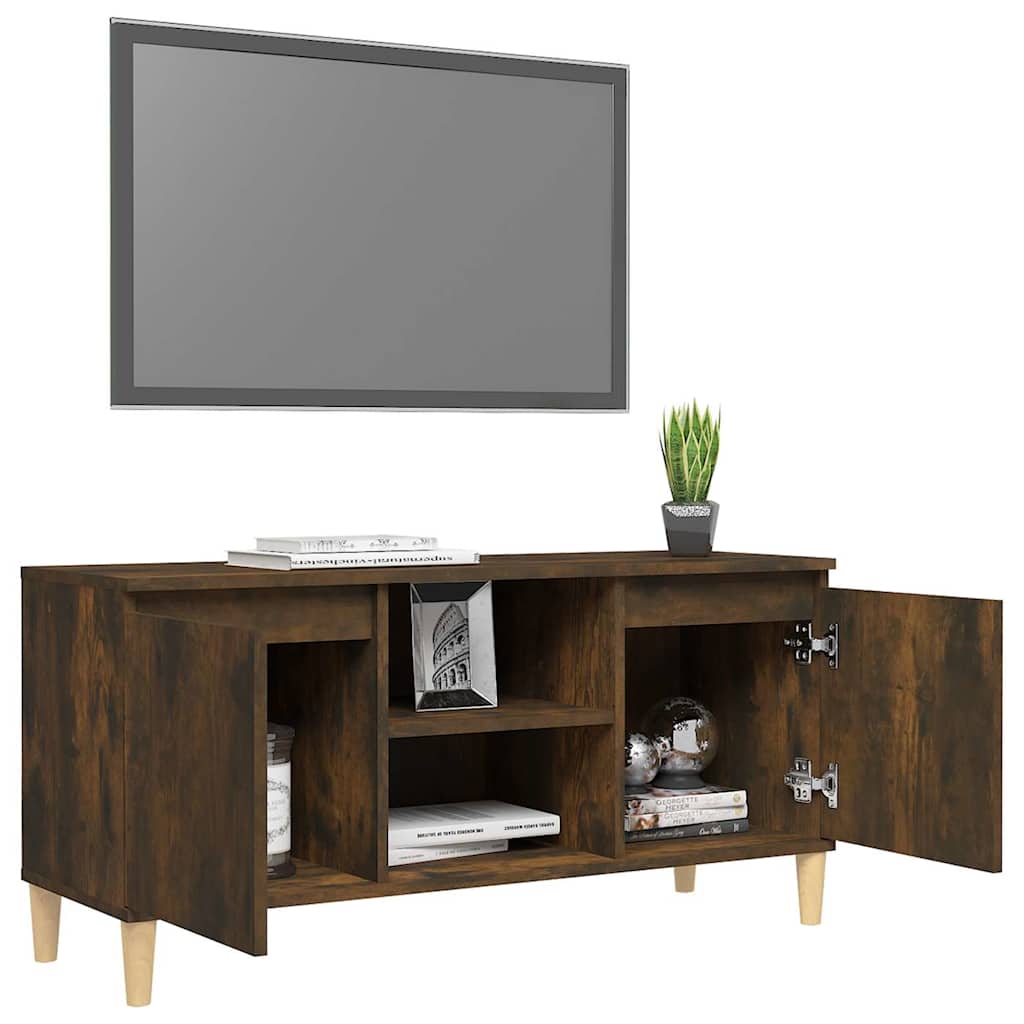 Mesita de noche patas madera maciza roble ahumado 103,5x35x50cm