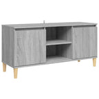 Mesita de noche patas madera maciza gris Sonoma 103,5x35x50 cm
