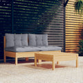 Juego de muebles de jardín 3 pzas y cojines madera de pino