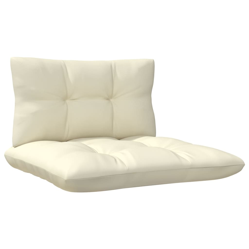 Muebles de jardín 3 piezas cojines madera de pino crema