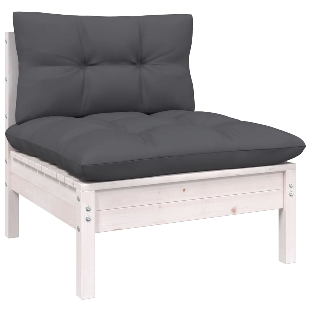 Muebles de jardín 3 pzas con cojines antracita madera de pino