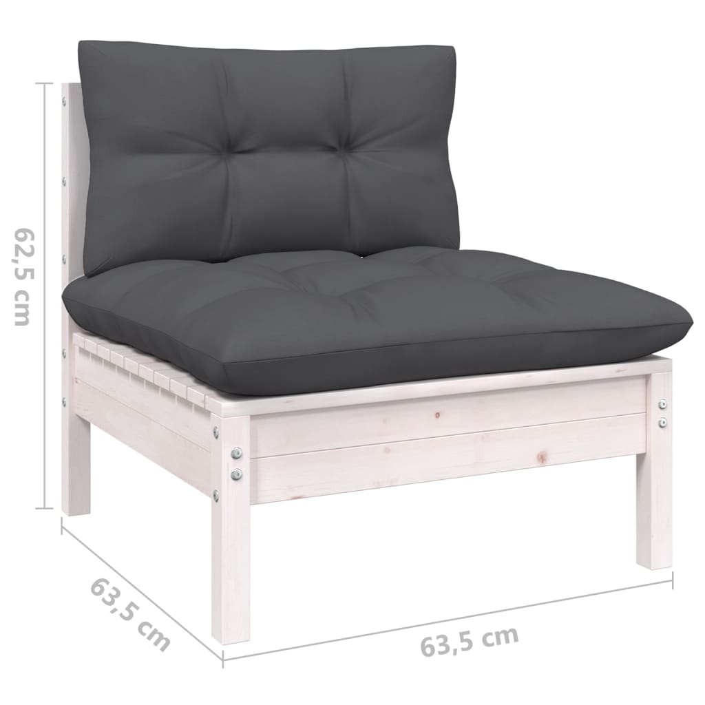 Muebles de jardín 3 pzas con cojines antracita madera de pino