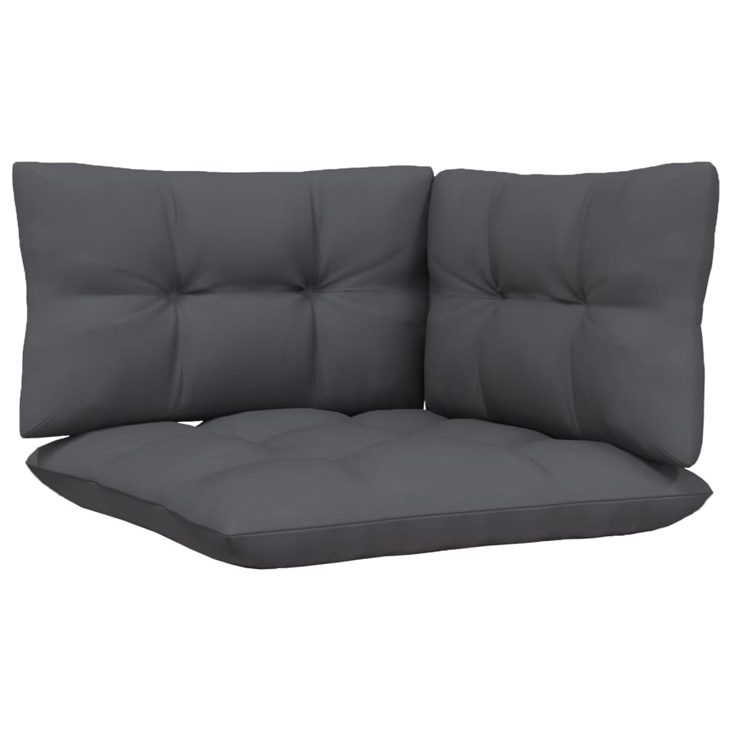 Muebles de jardín 3 pzas y cojines madera pino gris antracita