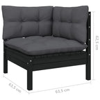 Muebles de jardín 3 pzas y cojines madera pino gris antracita