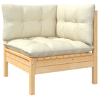 MMuebles de jardín 5 pzas y cojines madera maciza de pino crema