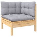 Juego de muebles de jardín 4 pzas y cojines madera pino gris