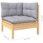 Juego de muebles de jardín 4 pzas y cojines madera pino gris