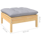 Juego de muebles de jardín 4 pzas y cojines madera pino gris