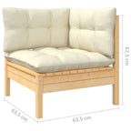 Muebles de jardín 4 piezas cojines madera de pino color crema