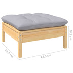 Juego de muebles de jardín 7 pzas y cojines madera pino gris