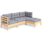 Juego de muebles de jardín 4 pzas y cojines madera de pino
