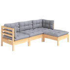 Juego de muebles de jardín 4 pzas y cojines madera de pino