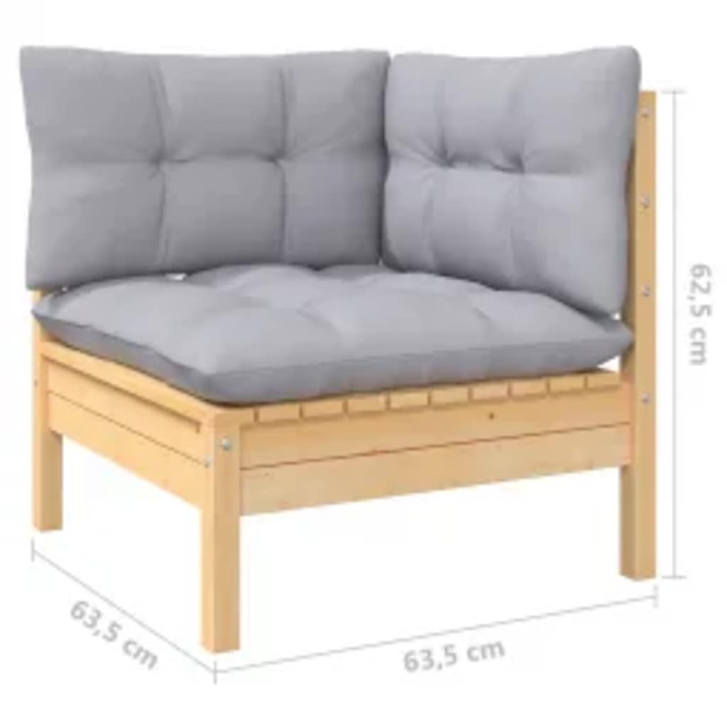 Juego de muebles de jardín 4 pzas y cojines madera de pino