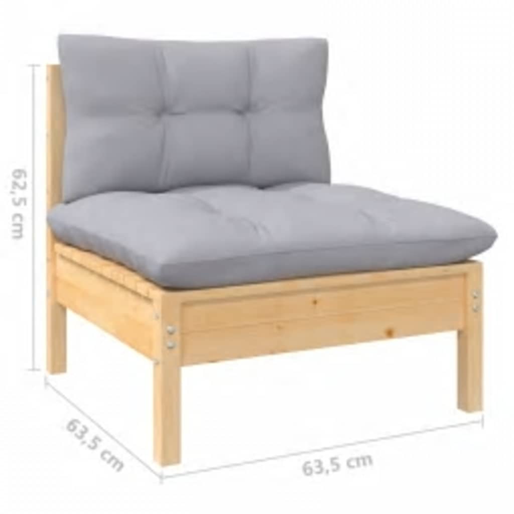 Juego de muebles de jardín 4 pzas y cojines madera de pino
