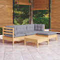 Juego de muebles de jardín 5 pzas y cojines madera de pino