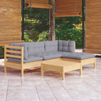 Juego de muebles de jardín 5 pzas y cojines madera de pino