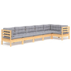 Juego de muebles de jardín 6 pzas y cojines madera de pino