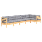 Juego de muebles de jardín 6 pzas y cojines madera de pino