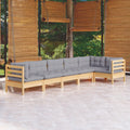 Juego de muebles de jardín 6 pzas y cojines madera de pino