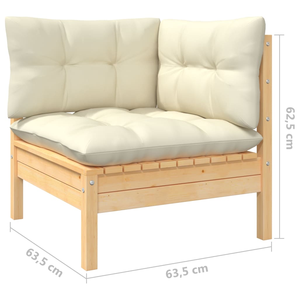 Muebles de jardín 10 piezas cojines madera de pino color crema