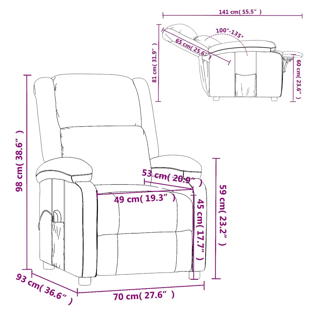Sillón orejero de masaje de tela negro