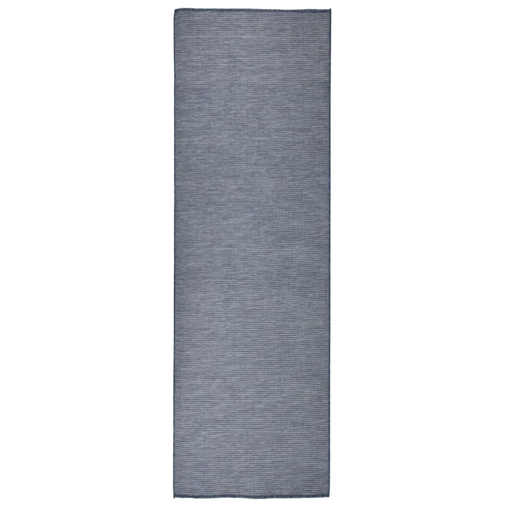 Alfombra de exterior de tejido plano azul 120x170 cm