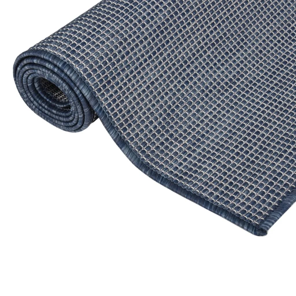 Alfombra de exterior de tejido plano azul 120x170 cm