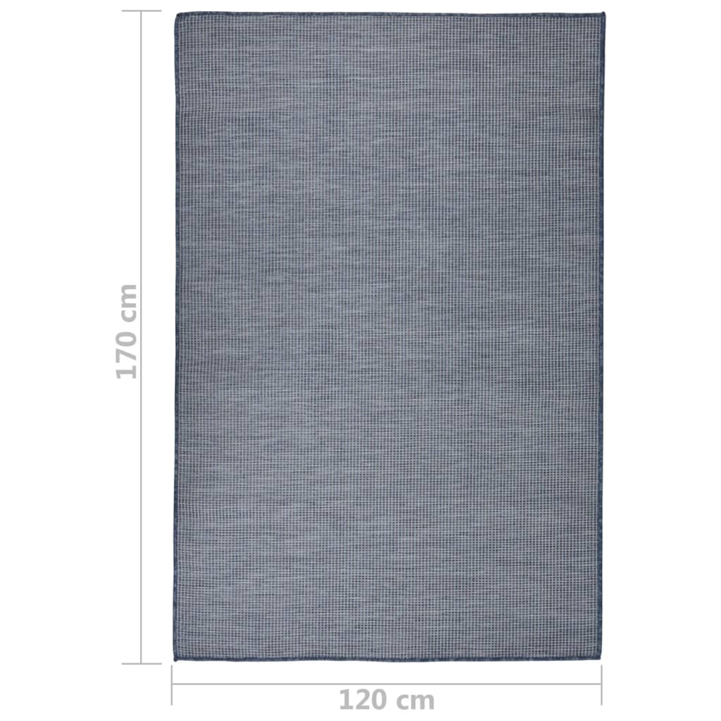 Alfombra de exterior de tejido plano azul 120x170 cm