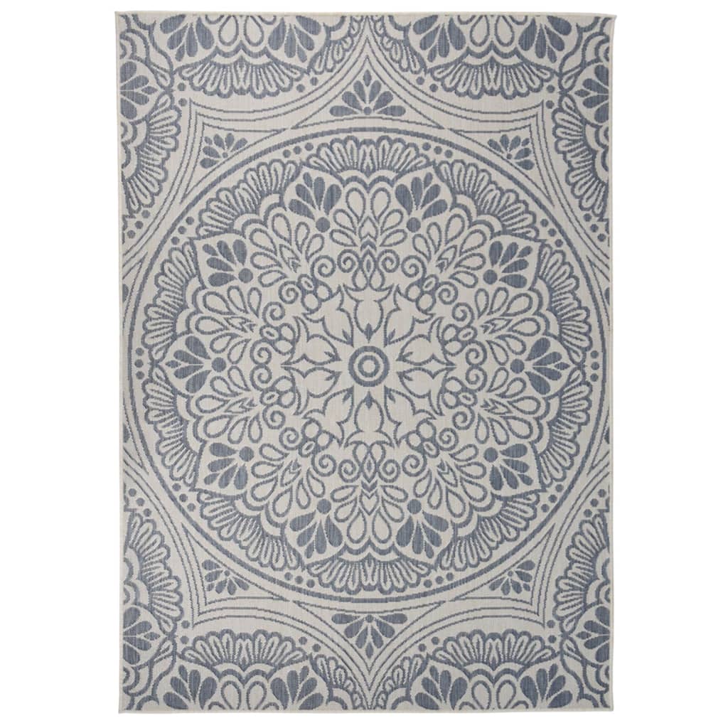 Alfombra de exterior de tejido plano azul 120x170 cm