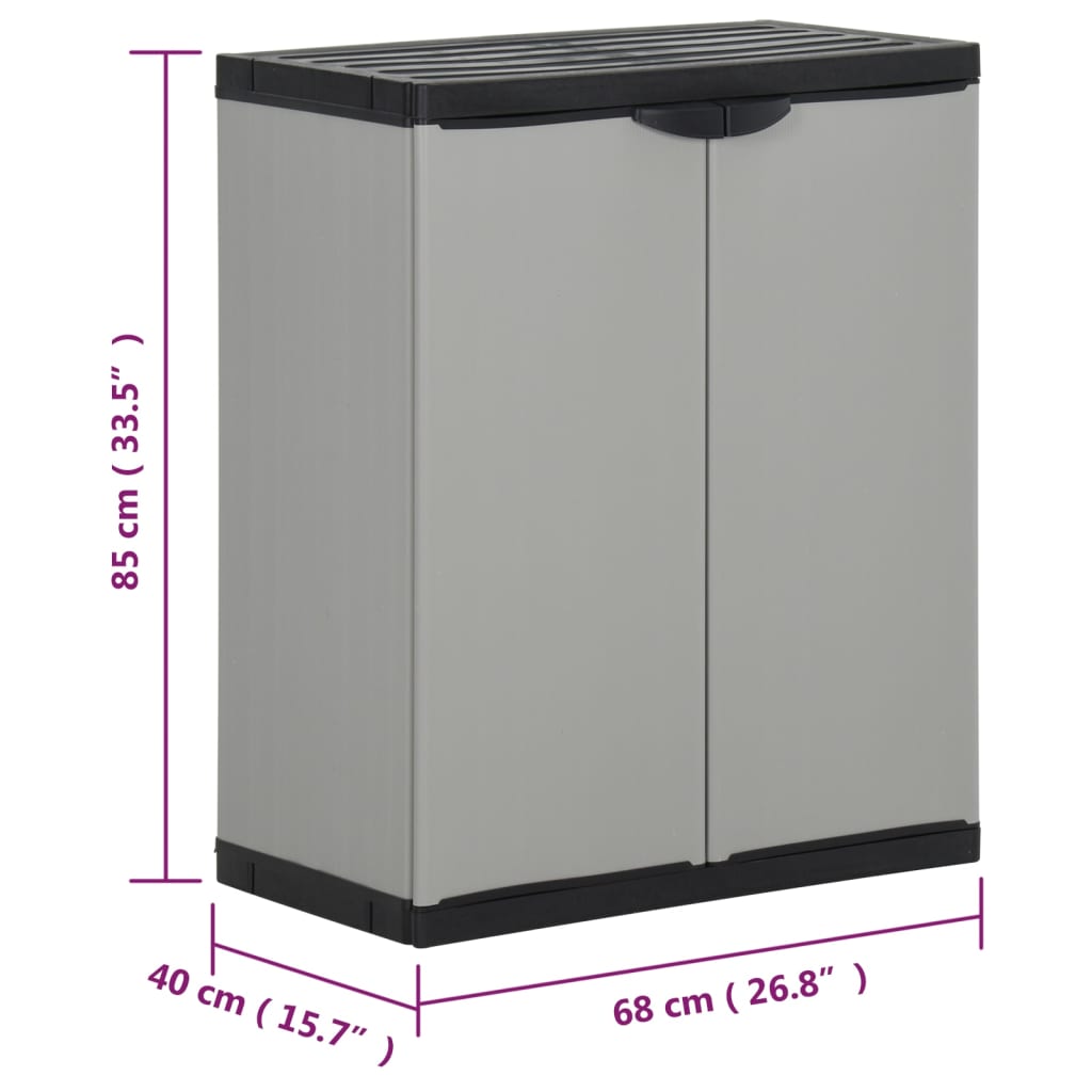Armario para desechos de jardín PP gris y negro 68x40x85 cm