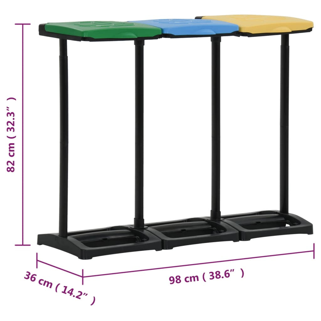 Soportes para bolsas de basura con tapa PP multicolor 240-330 L