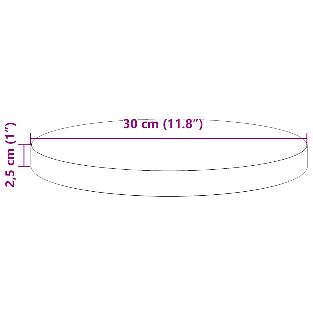 Superficie de mesa madera maciza de pino blanco Ø30x2,5 cm