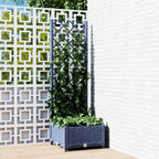 Jardinera de jardín con enrejado azul grisáceo 40x40x121,5 cm PP