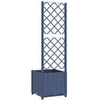 Jardinera de jardín con enrejado azul grisáceo 40x40x136 cm PP