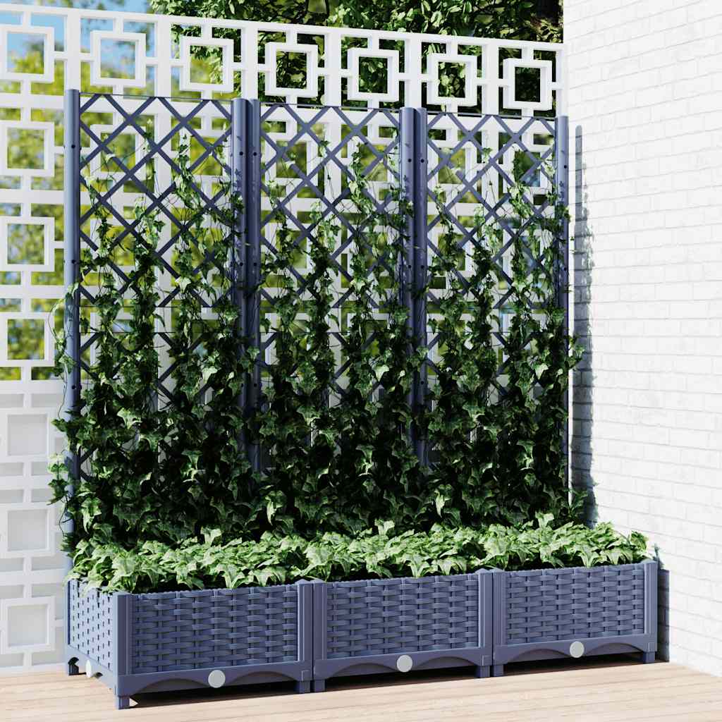 Jardineira com treliça PP azul cinzento 120x120x121,5 cm