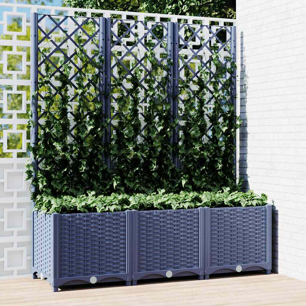Jardineira com treliça PP azul cinzento 120x120x121,5 cm