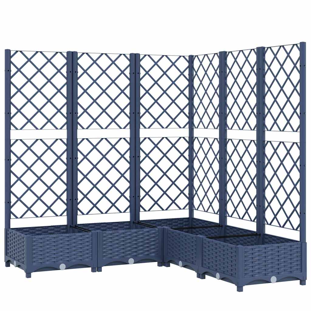 Jardinera con enrejado PP azul gris 120x120x121,5 cm