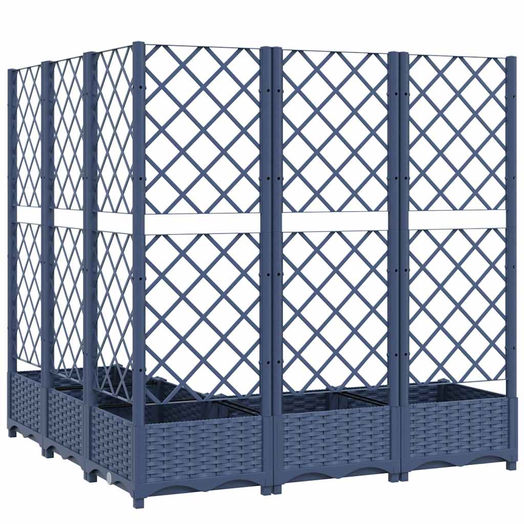 Jardinera con enrejado PP azul gris 120x120x121,5 cm
