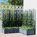 Jardinera con enrejado PP azul gris 120x120x121,5 cm