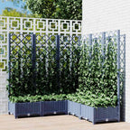 Jardinera con enrejado PP azul gris 120x120x121,5 cm