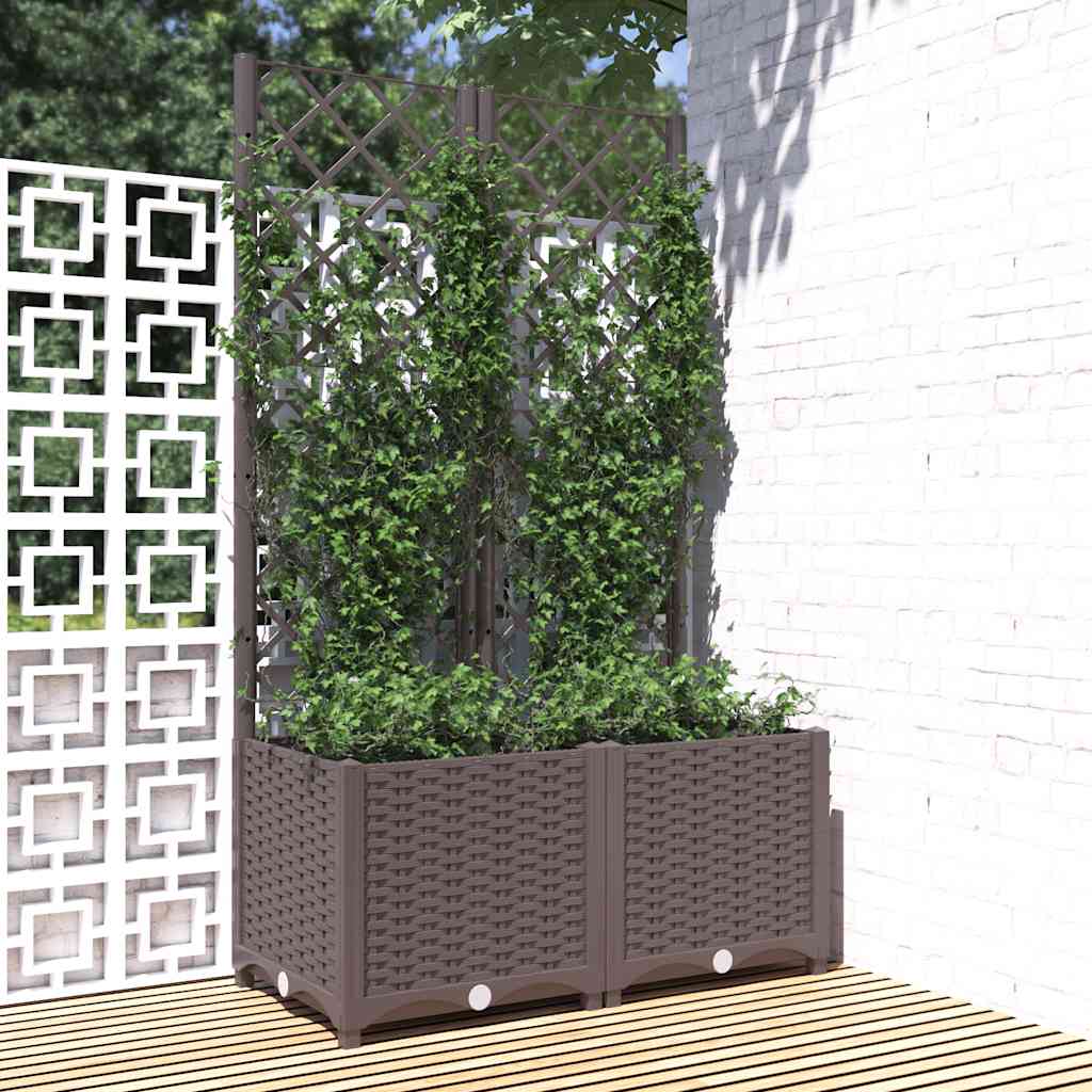 Jardineira com treliça PP azul cinzento 120x120x121,5 cm