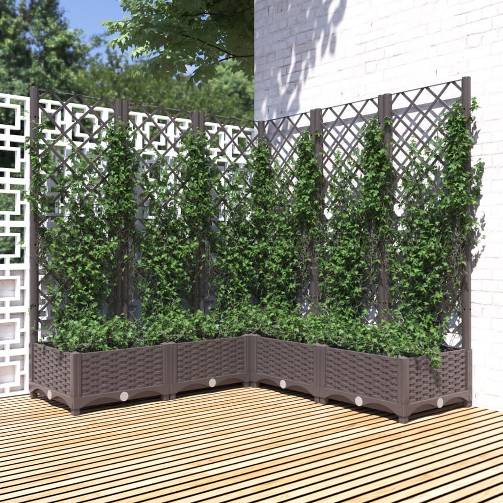 Jardineira com treliça PP azul cinzento 120x120x121,5 cm