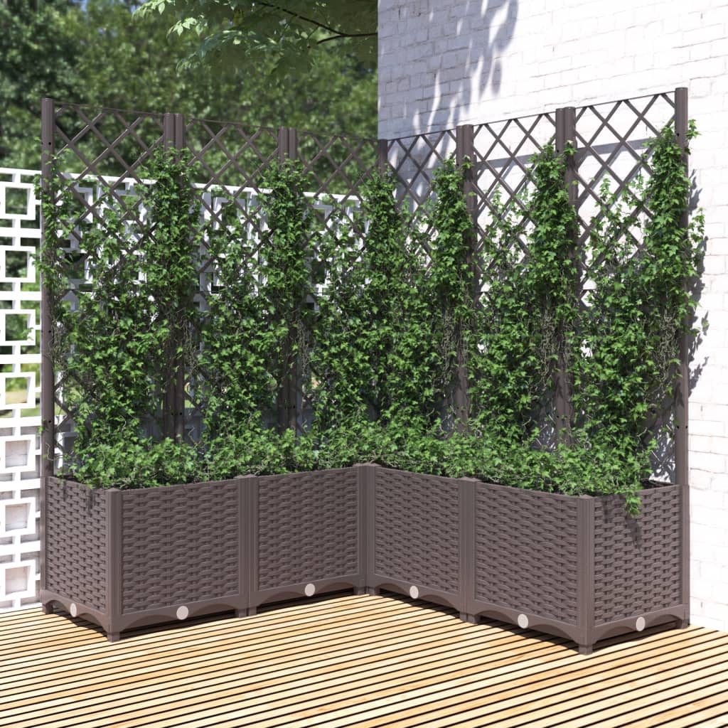 Jardineira com treliça PP azul cinzento 120x120x121,5 cm