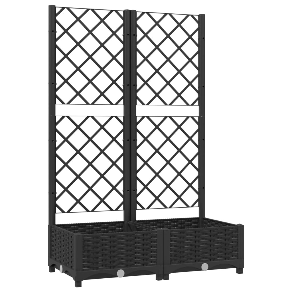 Jardinera de jardín con enrejado, color negro, 80 x 40 x 121,5 cm, PP