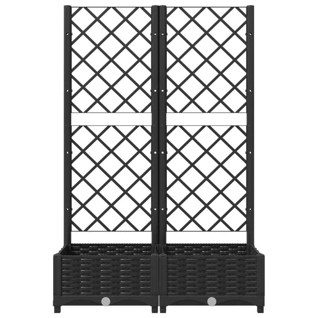 Jardinera de jardín con enrejado, color negro, 80 x 40 x 121,5 cm, PP