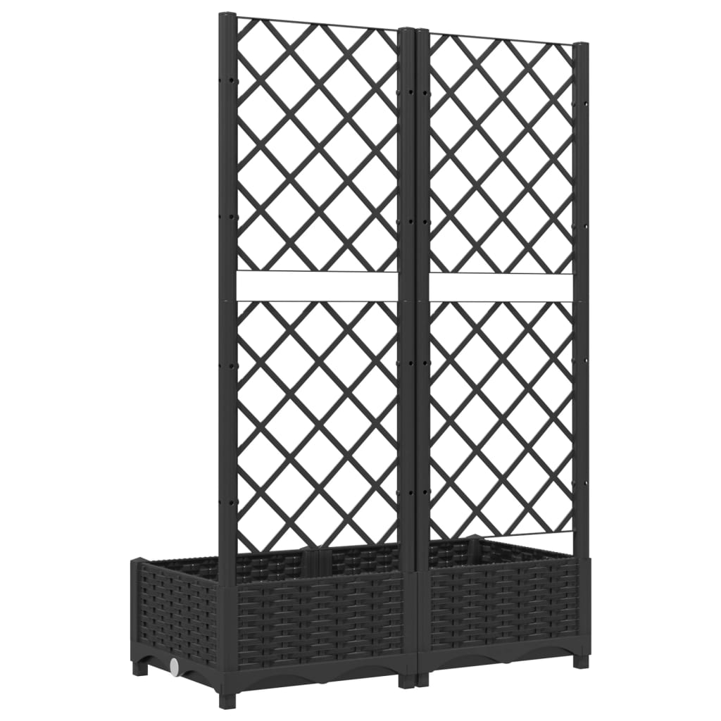 Jardinera de jardín con enrejado, color negro, 80 x 40 x 121,5 cm, PP