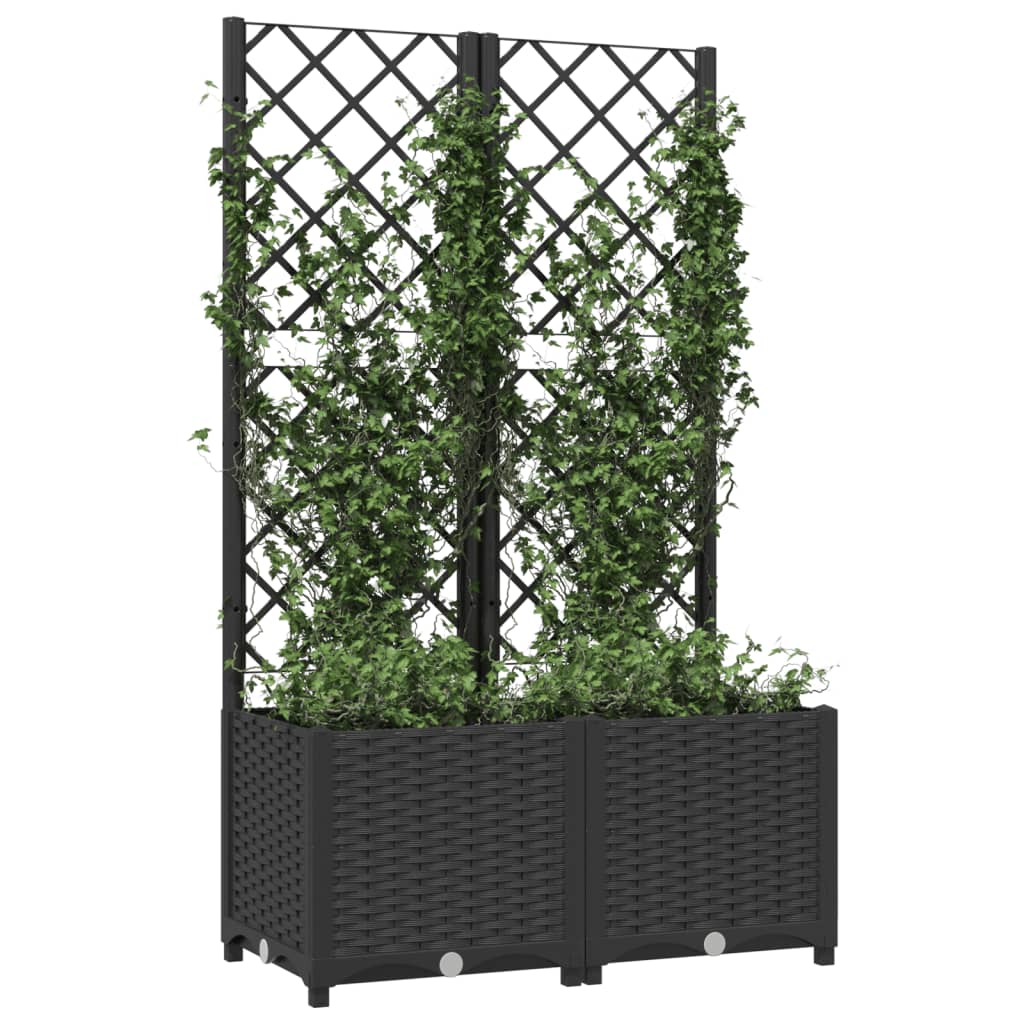 Jardinera de jardín con enrejado, color negro, 80 x 40 x 136 cm, PP